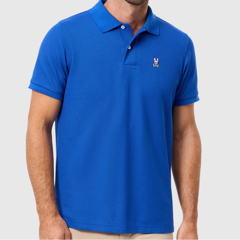 Men’s Psycho Bunny Signature Polo Shirt Short Sleeve 5 M Medium Blue Classic Top